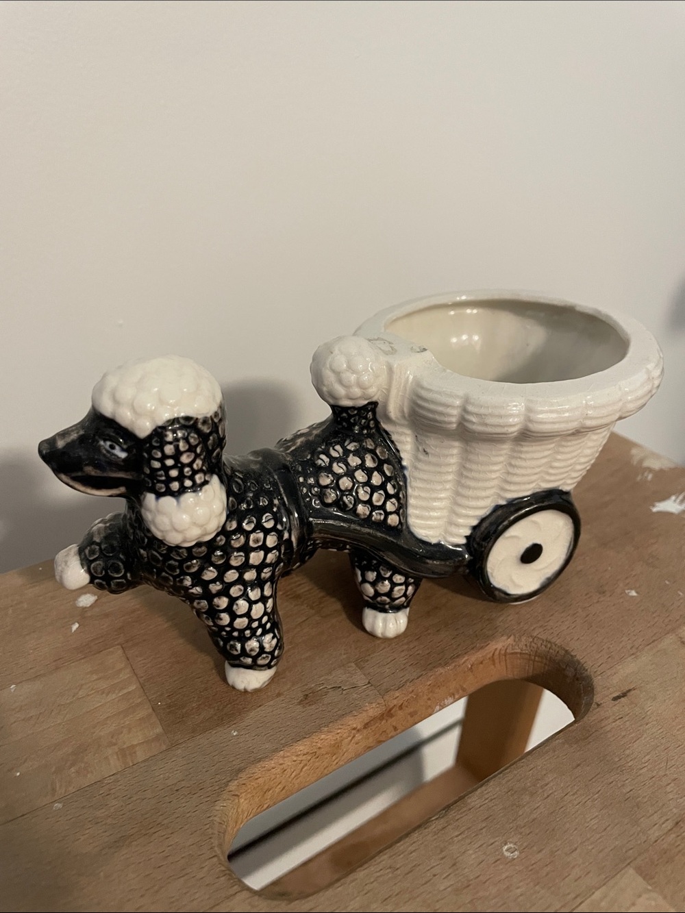 Ceramic Poodle Planter in Black and White